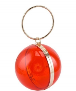 Stylish Ball Shape Clear Clutch CA-6318 RED